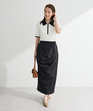 Green Parks 配色ニットポロ Off White