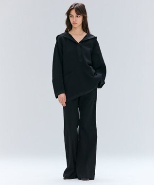 BEIGE， 【洗える】DELANO / ハイストレッチフレアパンツ Black