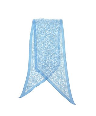 Marca ＜洗えるシルク＞【Marcaオリジナル】小枝更紗 ウォッシャブル シルクローン剣先ストール サックス