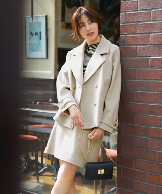 ANY SIS 【洗える】リブインナー ニット ブラック×アイボリーボーダー