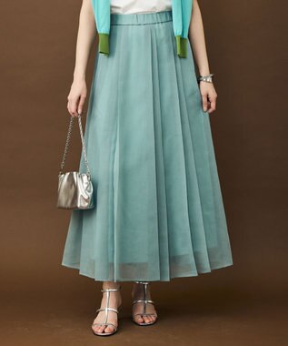 自由区 オーガンジープリーツ スカート ペールブルー