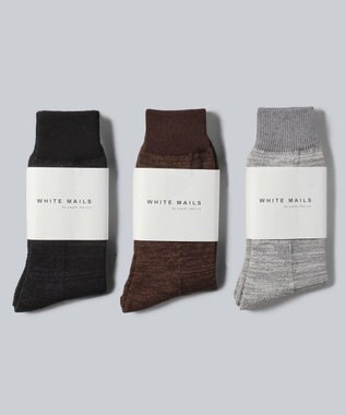 WHITE MAILS PAPER PILE ミドルゲージソックス チャ
