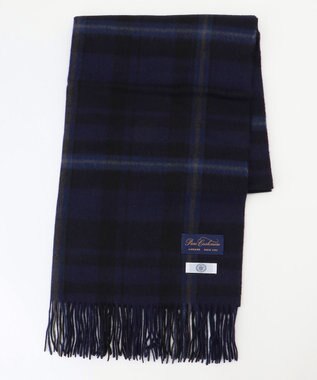 J.PRESS LADIES 【洗える】カシミヤチェック ストール ネイビー系3