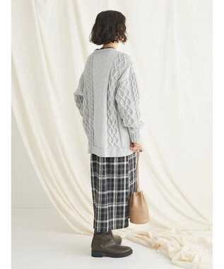 CRAFT STANDARD BOUTIQUE ケーブルニット切り替え裏起毛スウェット Gray Mixture