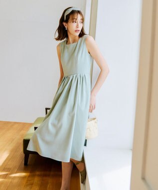 Tiaclasse 【洗える】麻調スクエアネックワンピース ミント