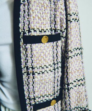 GRACE CONTINENTAL ツイードフーディーコート ラベンダー