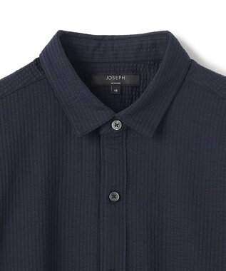 JOSEPH HOMME 【WEB・一部店舗限定】 ドライサッカーストレッチ　半袖レギュラーカラーシャツ ネイビー系