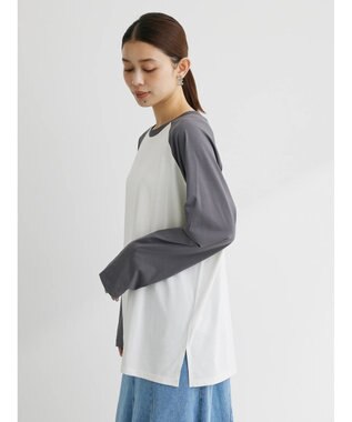 Green Parks シアーラグラン配色プルオーバー Light Gray