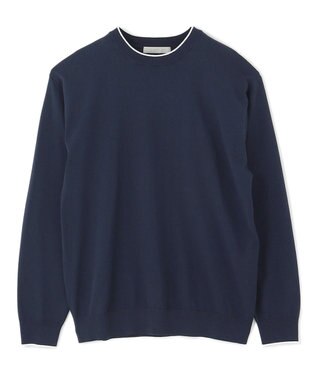 UNFILO MENS スタイリッシュ ニット プルオーバー ネイビー