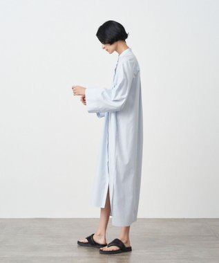 ATON GIZA STRIPE | バンドカラードレス SAX STRIPE