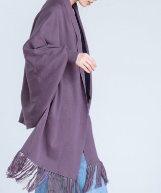 Tiaclasse 【洗える】ストール風カーディガン パープル