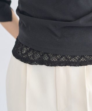 earth music&ecology レースレイヤードドレーププルオーバー Black