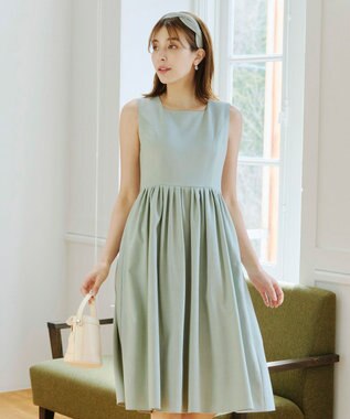 Tiaclasse 【洗える】麻調スクエアネックワンピース ミント