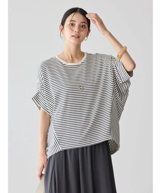 AMERICAN HOLIC ドルマン変形カットプルオーバー Border Navy