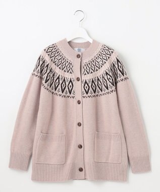 J.PRESS LADIES 【洗える】FAIR ISLE 求心編み カーディガン ベージュ系