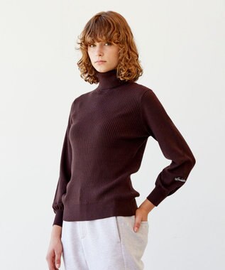 23区GOLF 袖コンシャスで華やかさを添えて◎【23Fondation/WOMEN】タートルネック カラーニット ダークブラウン系