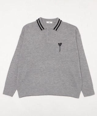 WEGO ラインポロニットプルオーバー グレー