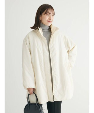 Green Parks 中わたスタンドカラーミドル丈ブルゾン Ivory