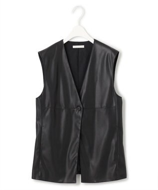 ICB フェイクレザー ベスト ブラック系