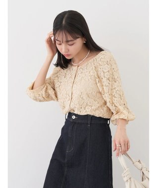 earth music&ecology フラワーレースブラウス Beige