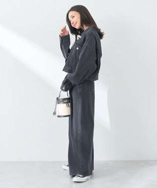 earth music&ecology フリンジロゴショート丈Ｇジャン Black