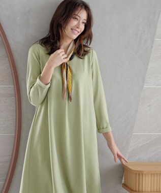 Tiaclasse 【洗える】バックギャザーハートネックAラインワンピース ミント