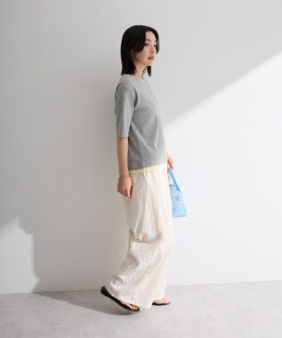 Green Parks 配色ヘンリーネック半袖プルオーバー Gray Mixture