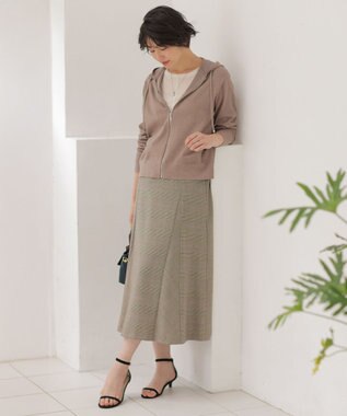 J.PRESS LADIES L モナベールツイル チェック フレア スカート ブラウンチェック系