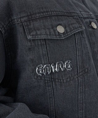 earth music&ecology フリンジロゴショート丈Ｇジャン Black