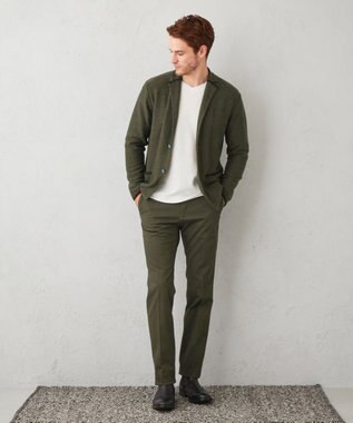 JOSEPH ABBOUD 【驚きの軽量ウール】KARLKARL ヘリンボーン柄 ニットジャケット カーキ系