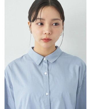 earth music&ecology ワイドスリーブ半袖シャツ Grayish Blue