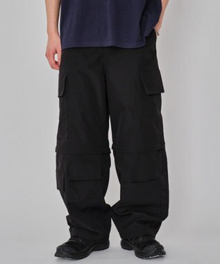 WEGO 【MLサイズ展開】2WAYリップストップカーゴパンツ ブラック