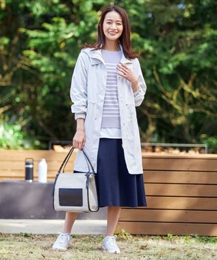 J.PRESS LADIES 【洗える】KATE パネルボーダー ボートネック ニット ふじ色系1