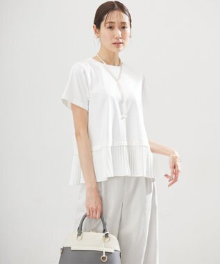 組曲 L クールプレーティング天竺プリーツ カットソー アイボリー系