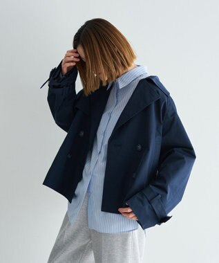 YECCA VECCA イージーケアオーバーシャツ Stripe Blue
