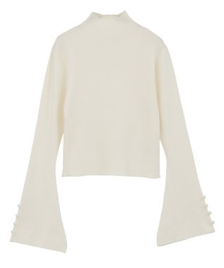 Green Parks ・ｓｗｉｎｇ　ｂｙ　袖パールボタンフレアリブニット