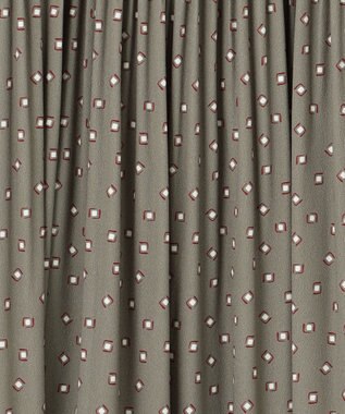 自由区 【セットアップ対応】ライトサテンプリーツ スカート カーキ×オフ(変形ドット)