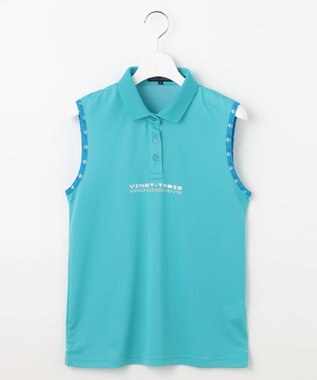 23区GOLF 【WOMEN】【接触冷感・UVケア・吸水速乾】ノースリーブ ポロシャツ サックスブルー系