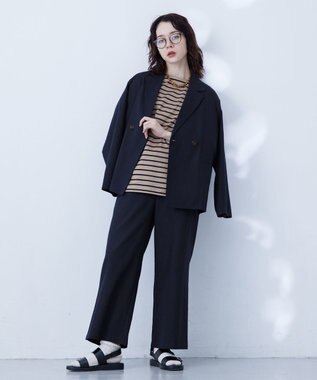 J.PRESS YORK STREET 【WOMEN】コットンリネン　ワイドパンツ ネイビー系