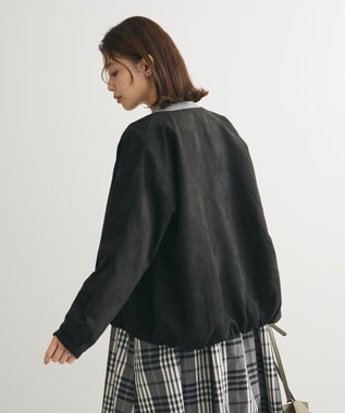 Green Parks ノーカラータックスウェード調ブルゾン Black