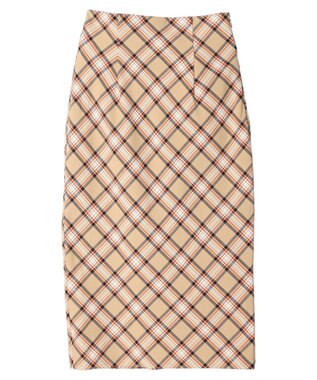 earth music&ecology チェック柄ナロースカート Beige