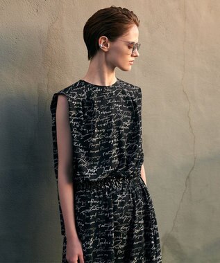 ICB 【30th ANNIVERSARY】5cityプリント ノースリーブワンピース ブラック×オフホワイト