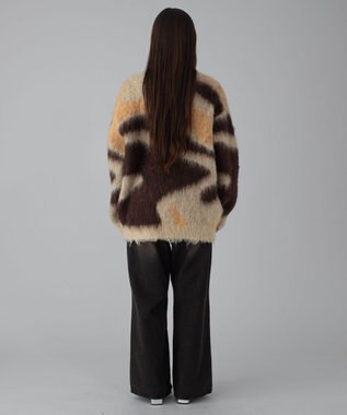 WEGO 【ユニセックス着用ITEM/MLサイズ展開】モヘアタッチパターンカーディガン ベージュ