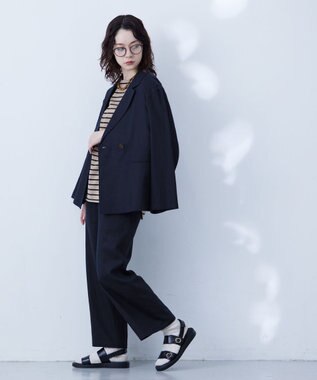 J.PRESS YORK STREET 【WOMEN】コットンリネン　ワイドパンツ ネイビー系