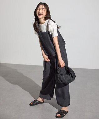 ANY 【2SET/洗濯機可】テックリネンキャミソール×パンツセットアップ チャコール