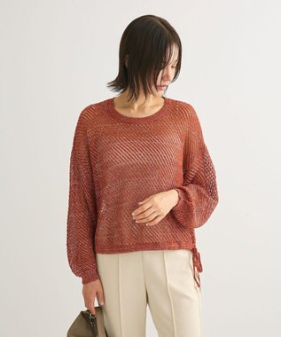 Green Parks ラメメッシュニットプルオーバー Orange