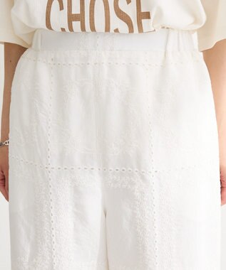 Green Parks 刺繍レースワイドパンツ White