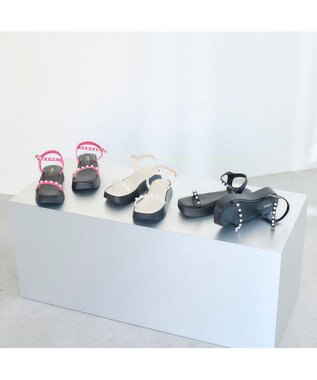 MODE ET JACOMO <noyau>パールデザイン厚底スポーツサンダル ブラック