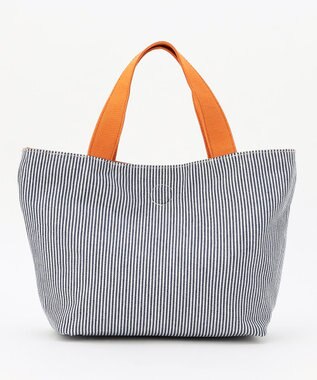 J.PRESS LADIES 【完全受注生産】ポーチ付き キャンバス ミニトートバッグ オレンジ×ストライプ系