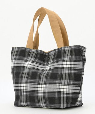 J.PRESS LADIES 【完全受注生産】ポーチ付き キャンバス ミニトートバッグ ベージュ×グレーチェック系